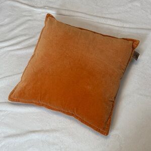 Orange Velvet Throw Pillow 21”x21”